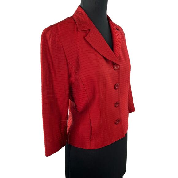 VINTAGE Alberto Makali Jacket Red Button-Up Notch Collar Short Blazer Jacket 10 - Picture 1 of 6